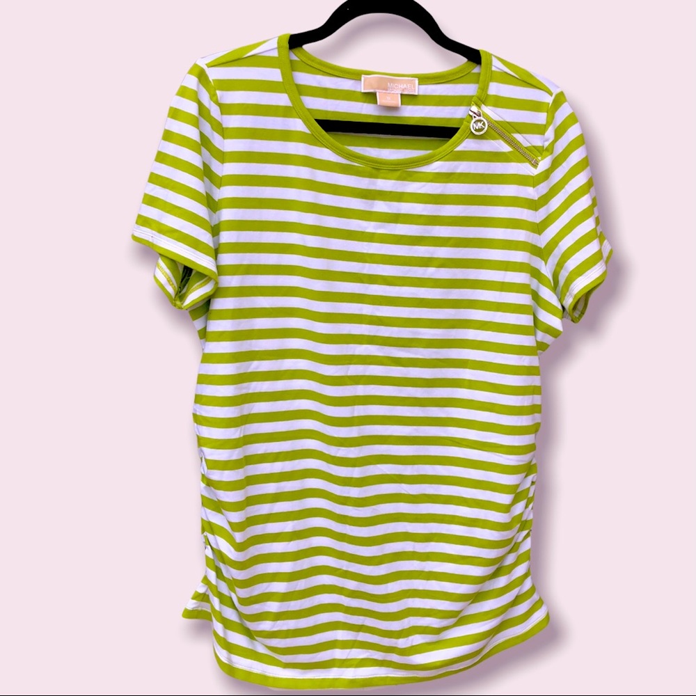 - Maternity Calvin Klein‎ Green/Cream women’s striped,shorts sleeves top Sz…